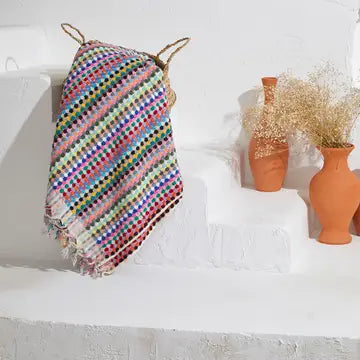 Pompom Bubble Handloomed Turkish Hand Towel - Multicolor