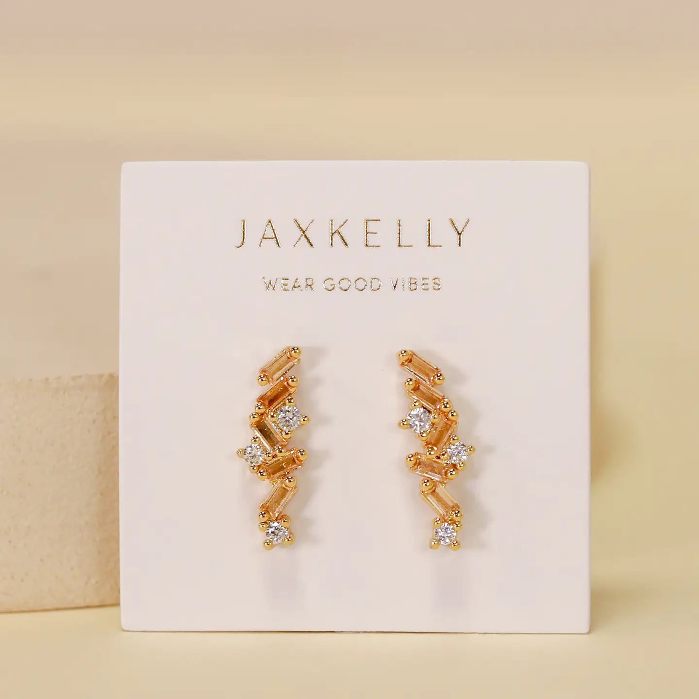 Cascading Baguette Drop - Gold Earrings