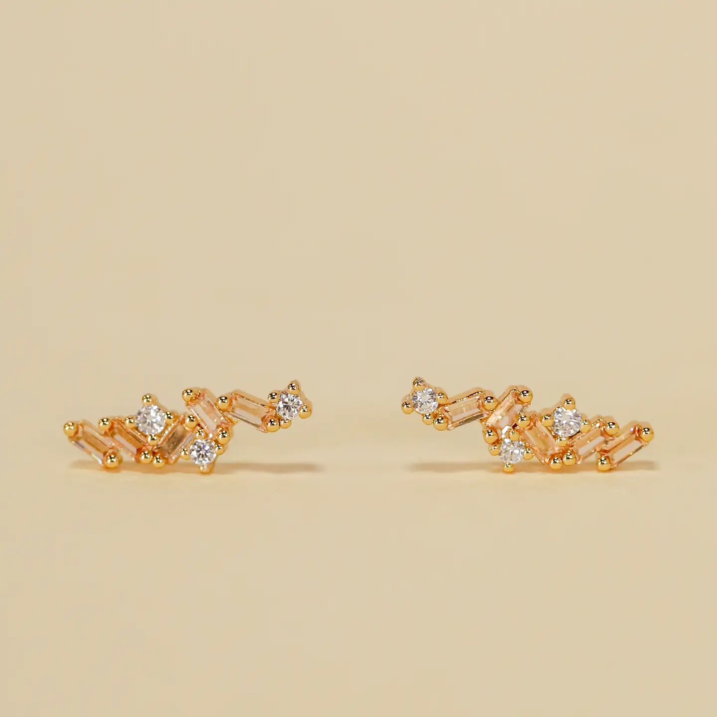 Cascading Baguette Drop - Gold Earrings