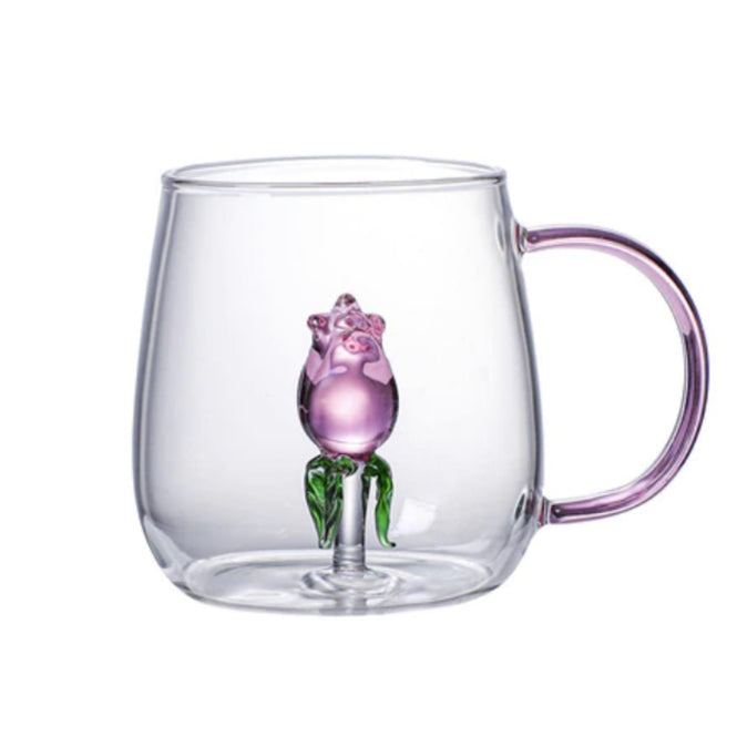 Rose Shape Glass Cup