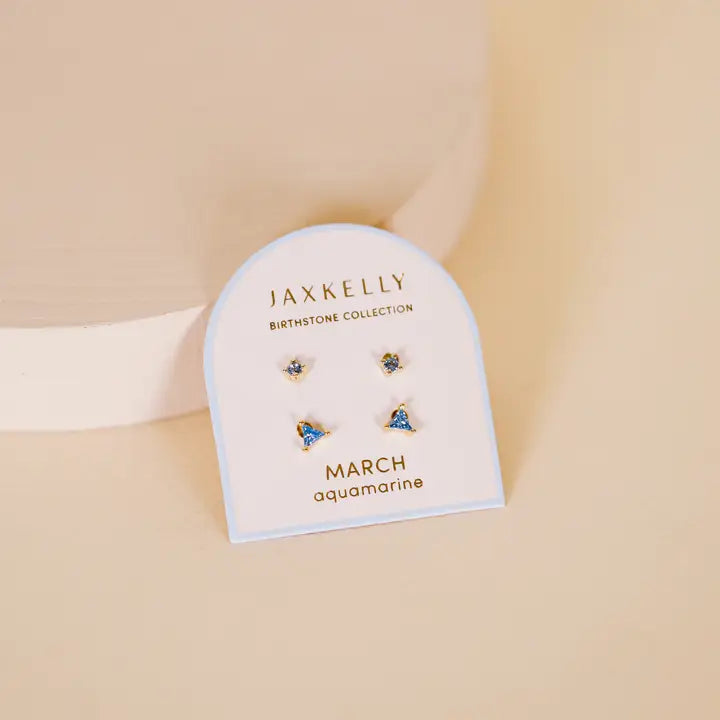 March Birthstone Stud Earring Set