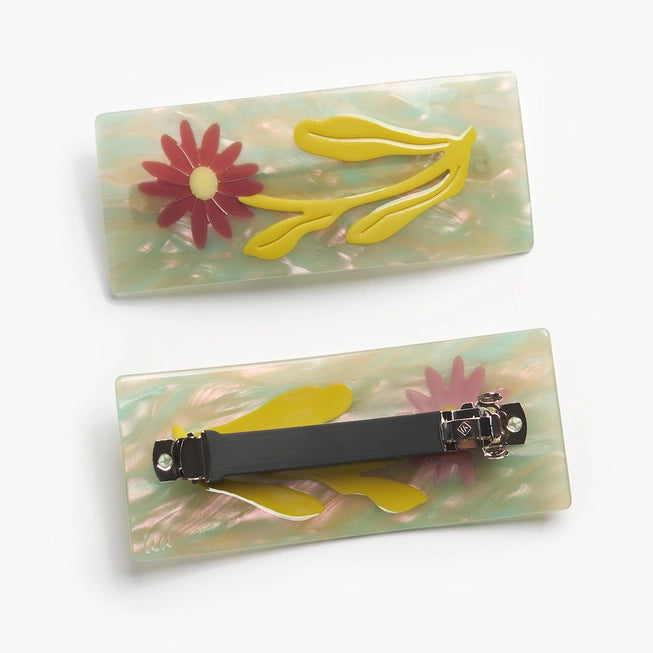 Purple Acetate Gerbera Daisy Xl French Barrette Hair Clip