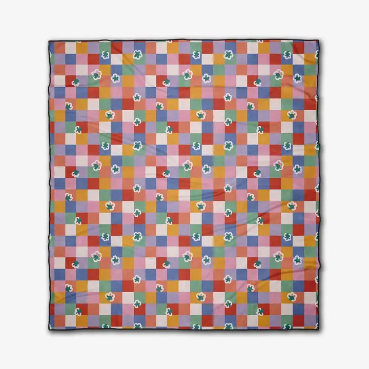 Floral Checks Beach Blanket