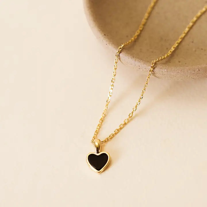 Black Tourmaline Heart Pendant Necklace