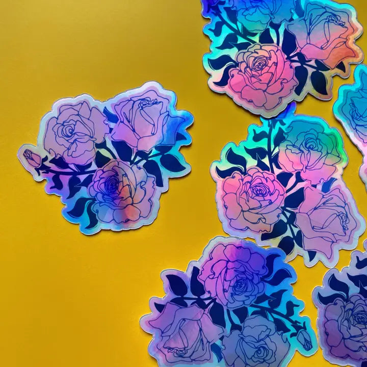 Holographic Roses Sticker