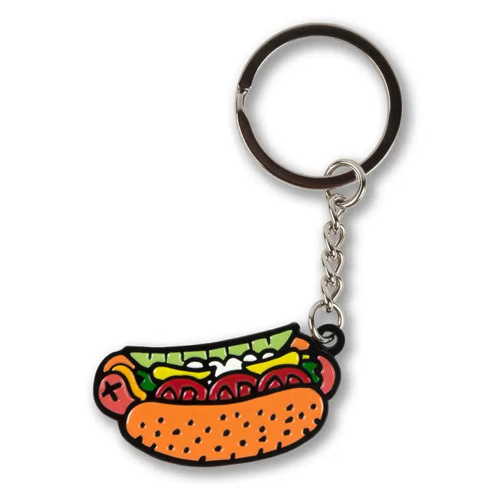 Chicago Style Hot Dog Enamel Keychain