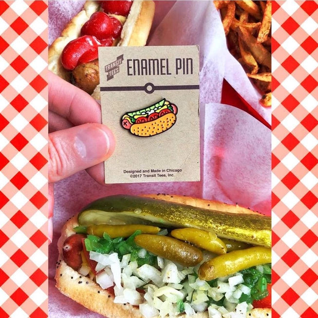 Chicago Style Hot Dog Icon Enamel Pin