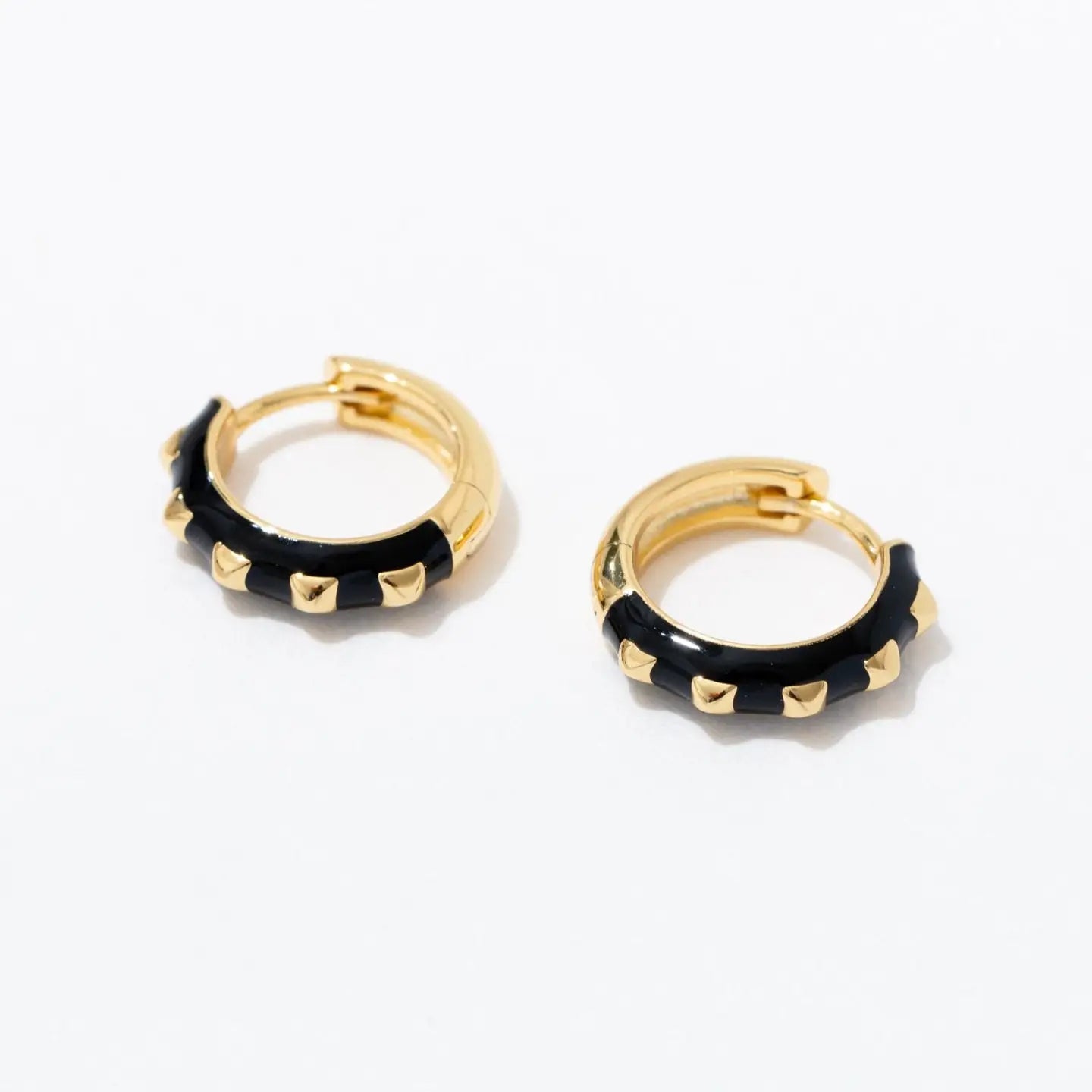 Stud Enamel Huggie Hoop Earrings