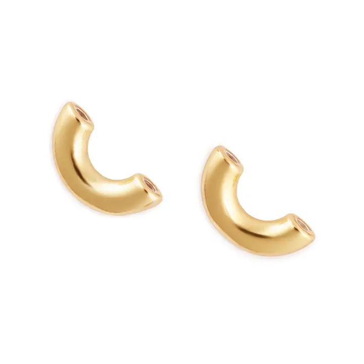 Macaroni Earrings, Yellow Gold Plated By Delicacies Jewelry