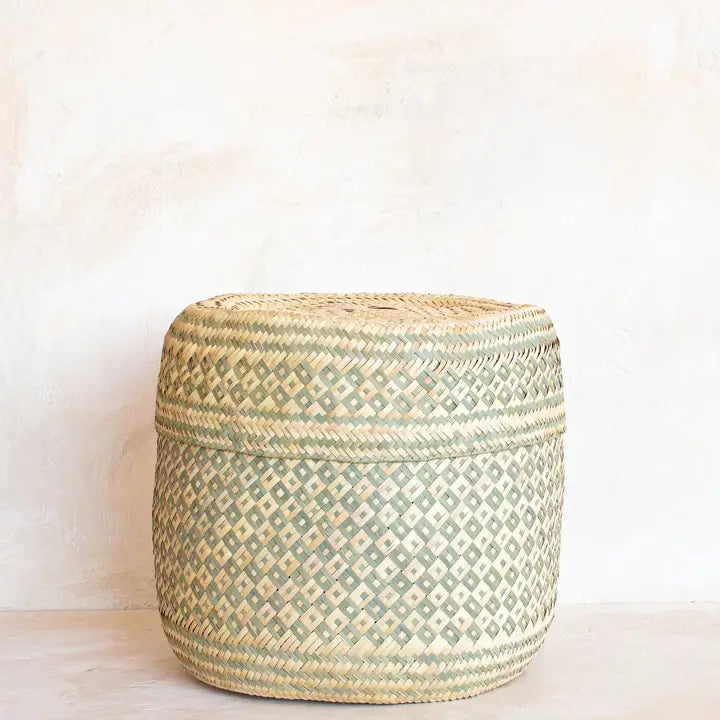 Medium Oaxacan Woven Basket - Sage