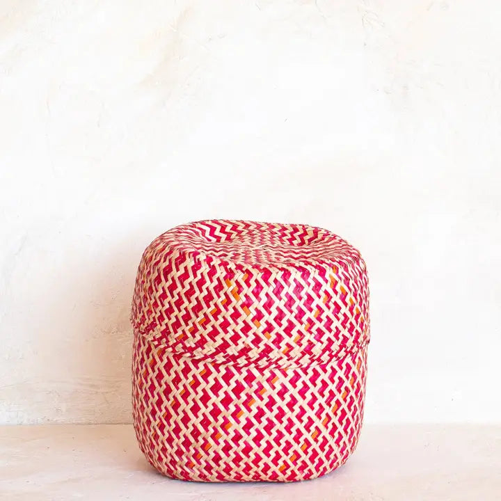 Small Oaxacan Woven Basket - Crimson