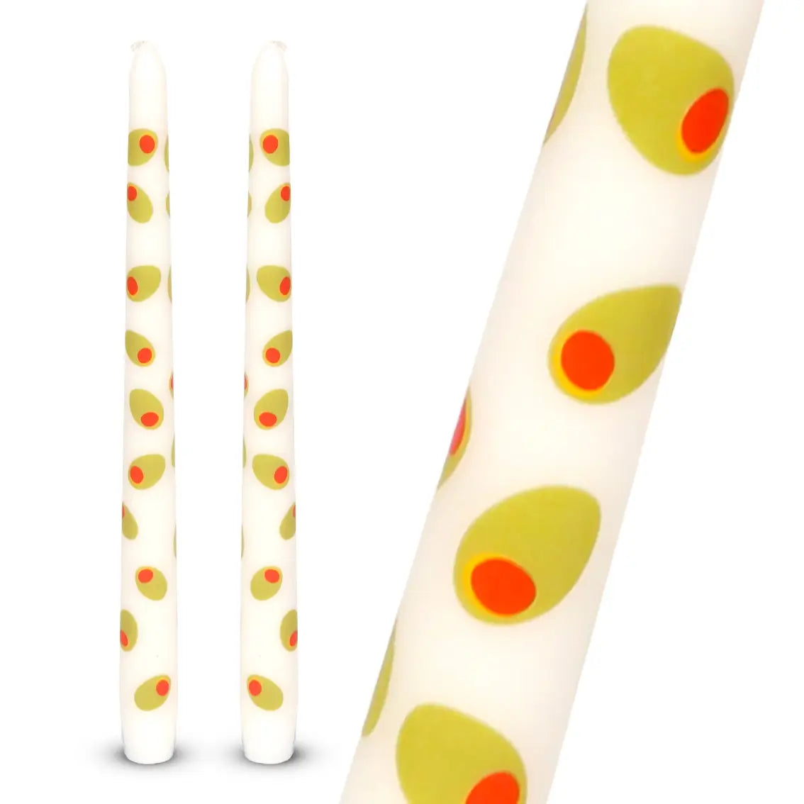 Olive Taper Dinner Candle - 2 Pack