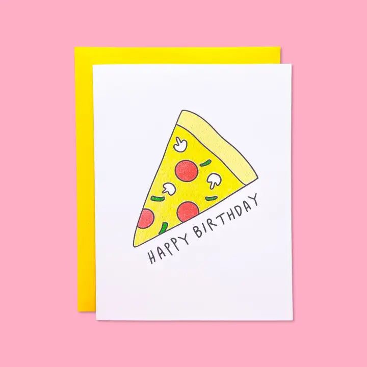 Pizza Birthday Risograph Card