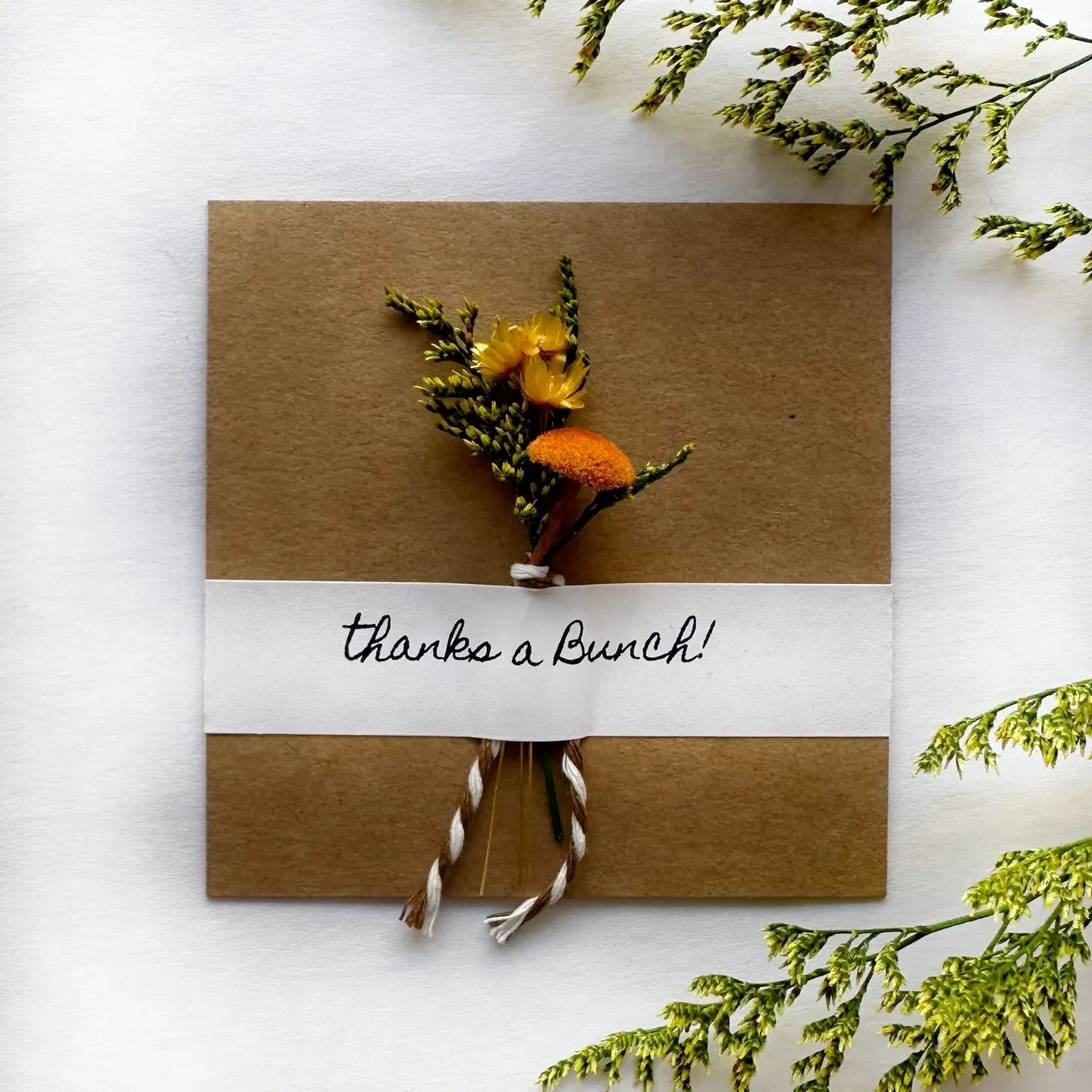 Thanks A Bunch Mini Orange Dried Floral Bouquet Card