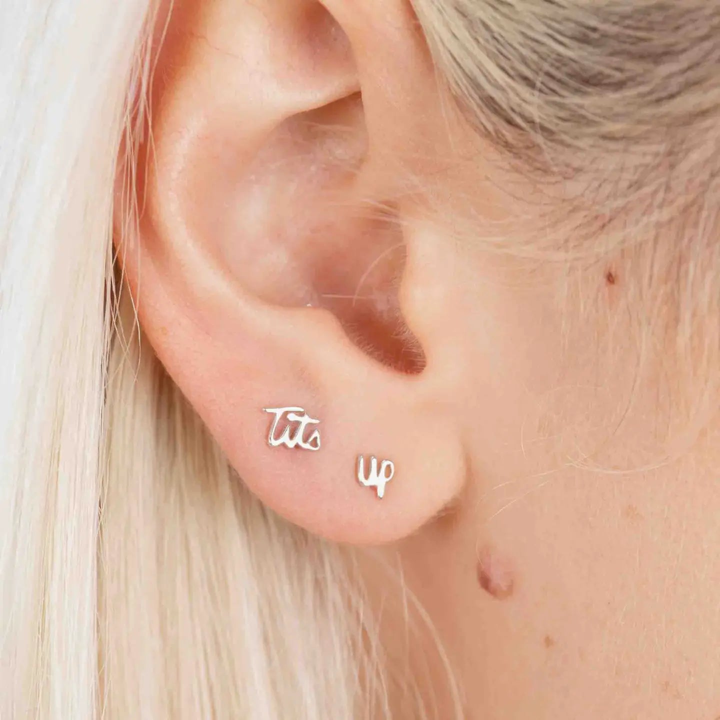 Tits Up Stud Earrings - 14K Gold Plate