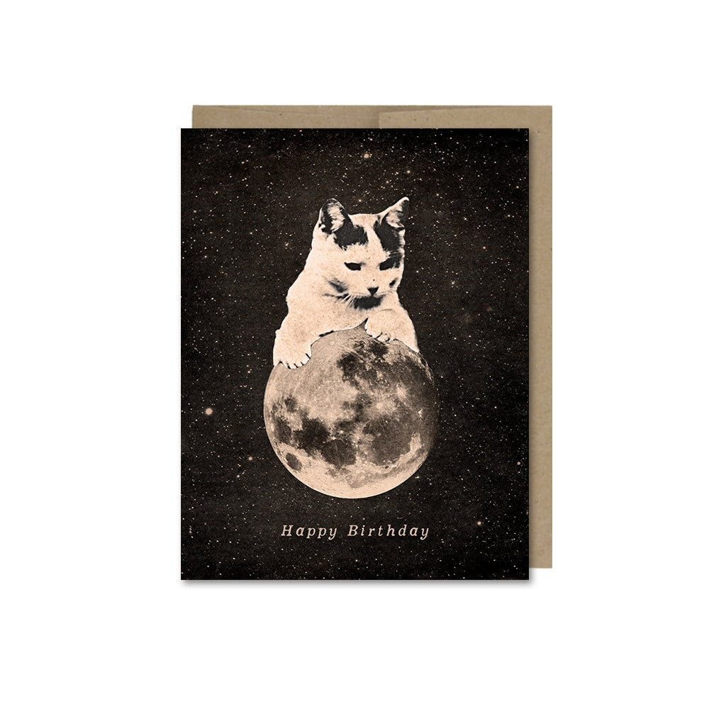 Happy Birthday Moon Cat Card